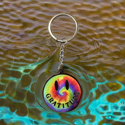 Peace Tie-Dye Smiley Keychain