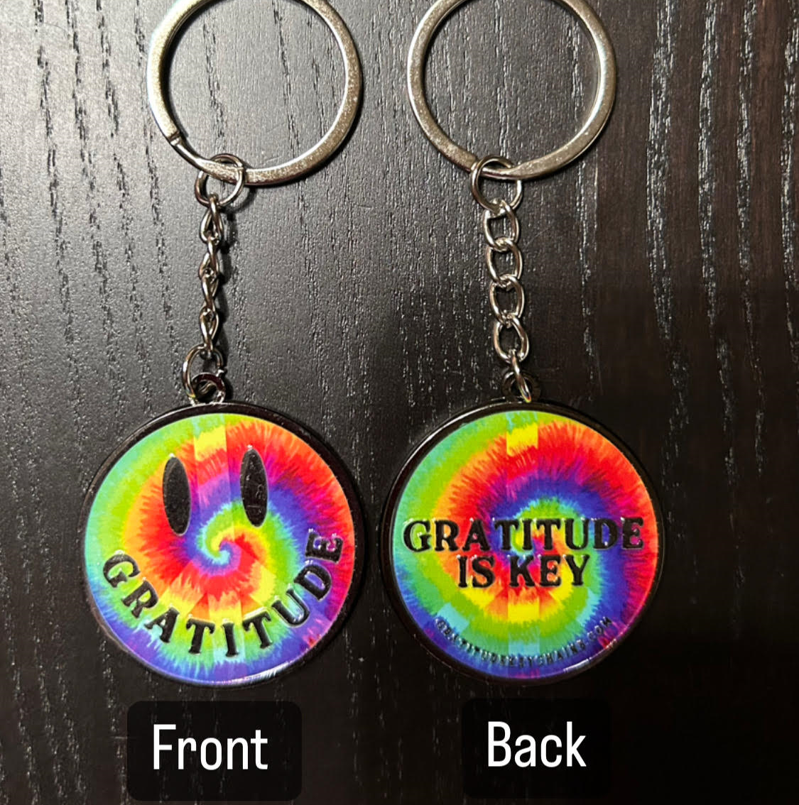 Peace Tie-Dye Smiley Keychain