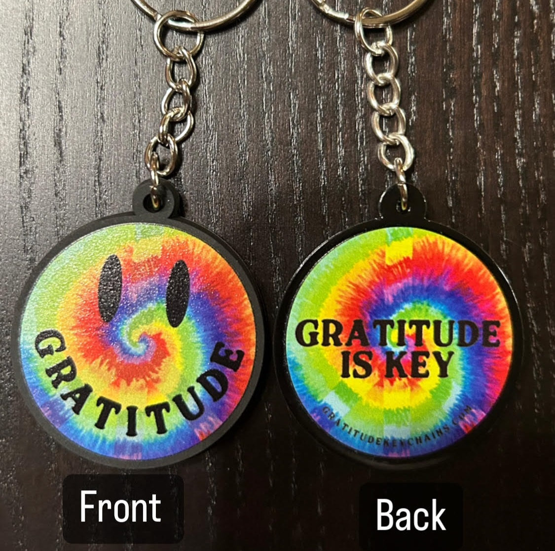 Tie Dye Peace Smiley Keychain